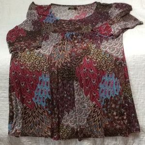 Empire waist dress with peacock design 1XL. A14